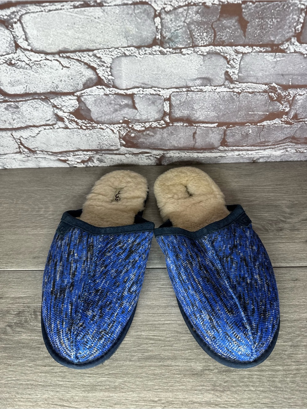 Selling UGG Blue Royal Flecked Knit Lining Slide Slippers Women Sz 9M US/40EU